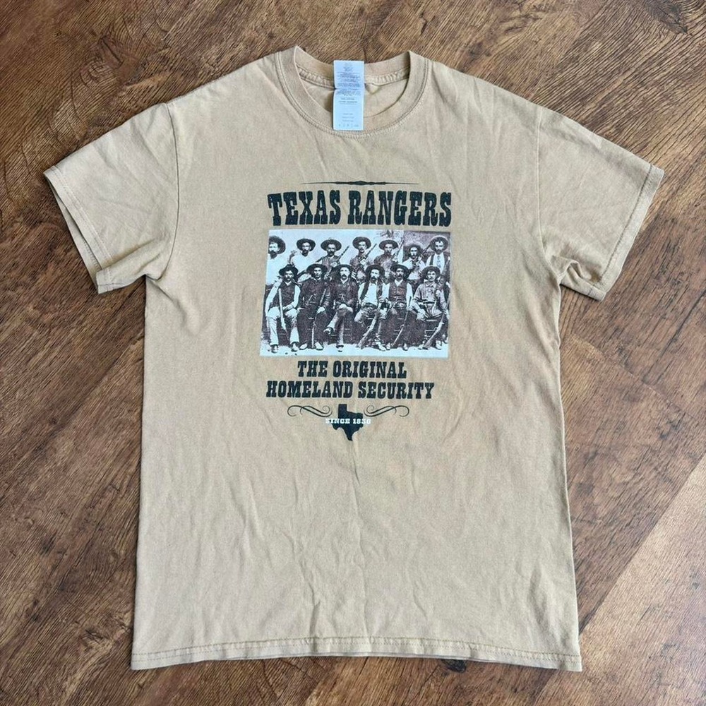 Gildan Texas Rangers The Original Homeland Security Graphic T-Shirt Tan Small